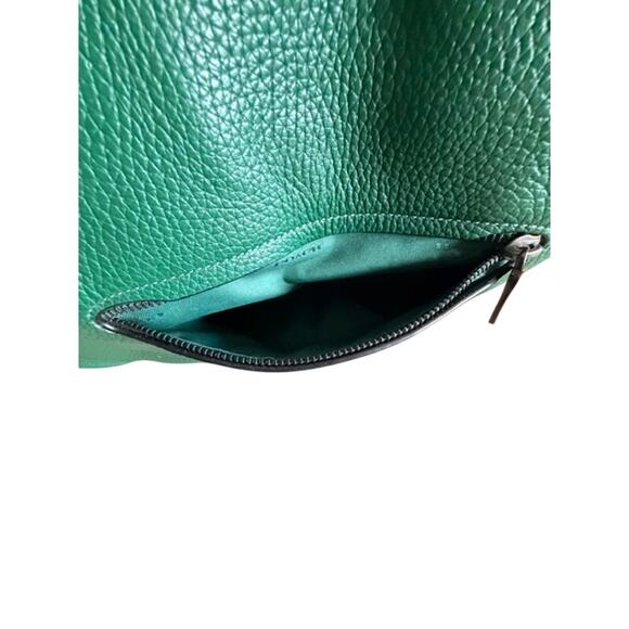 Coach Pebbled Leather Hobo Shoulder Bag Green 12x10x5 - Picture 3 of 9